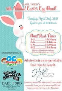 Easter Egg Hunt and Food Drive Dropping Sunday