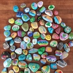 Various decorated rocks from the QC Rocks project