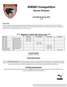 EMSSC Competitive Soccer Tryouts Coming Up In June!