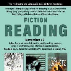 Virtual Fred Ewing Case and Lola Case Writers-in-Residence Set for Nov. 12