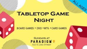 Davenport's Paradigm Gaming Center Holding Tabletop Game Night