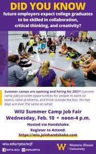 Western Illinois University To Host Virtual Summer Camp Job Fair Feb. 10