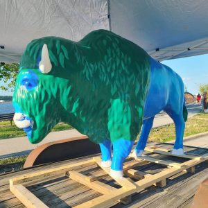 Talented Moline Artist Paints Buddy Bison to Promote Bison Bridge Project