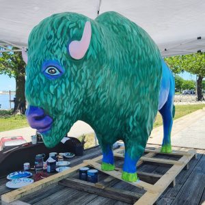 Talented Moline Artist Paints Buddy Bison to Promote Bison Bridge Project