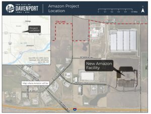 Amazon plans to build a new 640,000-square-foot fulfillment center in northwest Davenport, at Eastern Iowa Industrial Center.