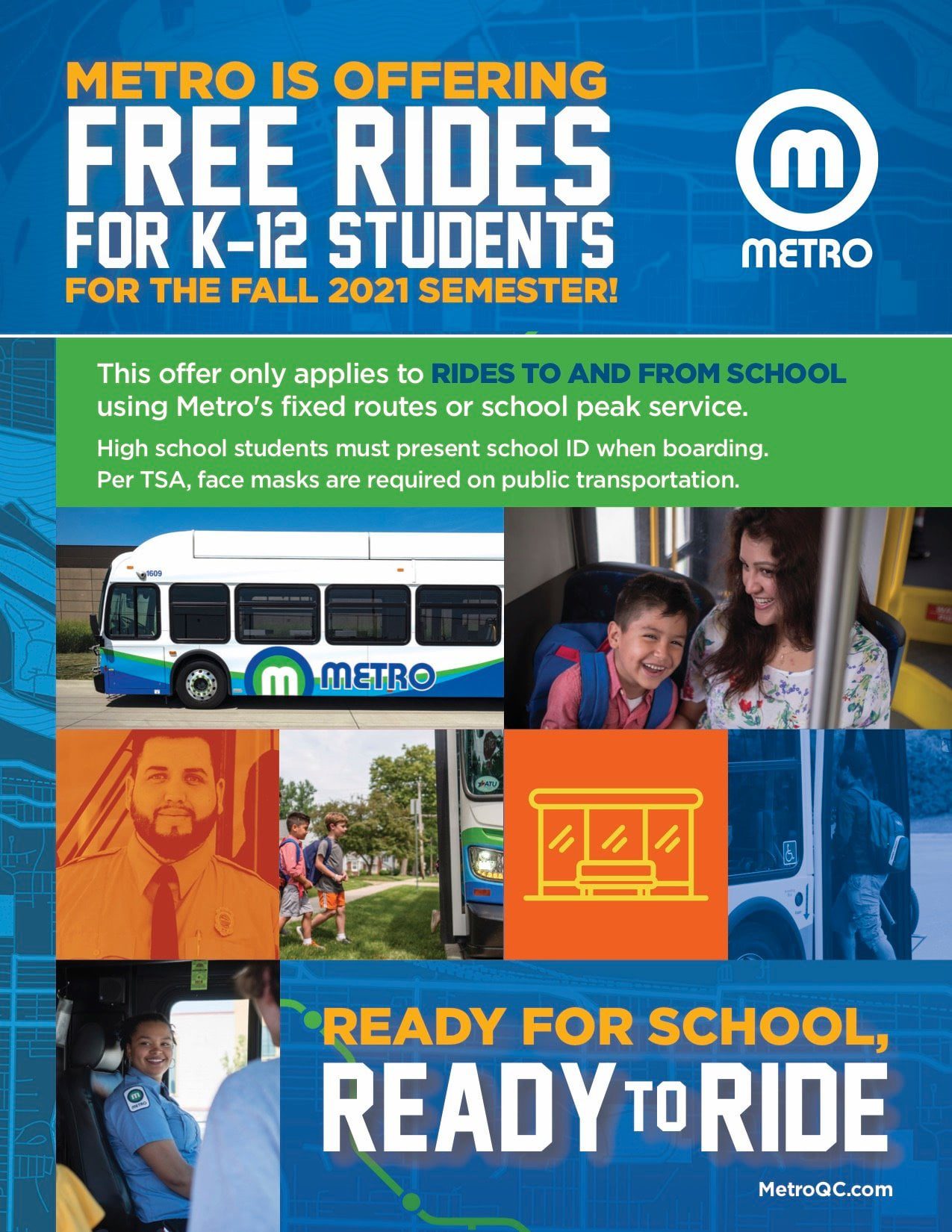 Metro Free Rides Metro Offering FREE Bus Rides For K-12 Students This Fall! | Quad Cities