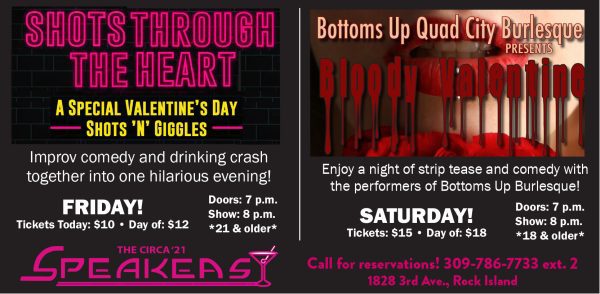 Rock Island's Speakeasy Offers Two Weekend Valentine Shows