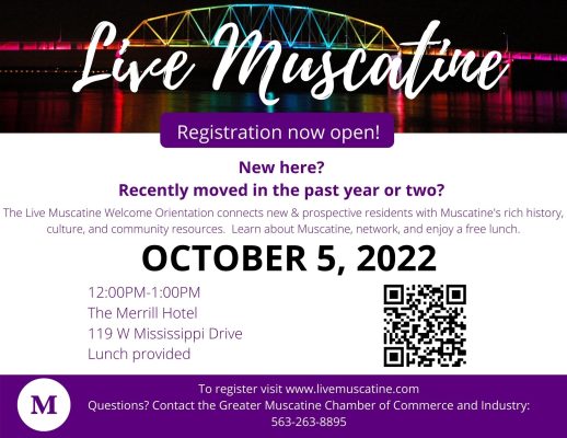 Registration is open for October 5th Live Muscatine Orientation