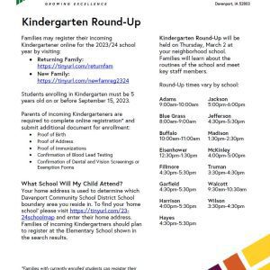 Davenport Schools Kindergarten Roundup Coming Up Thursday
