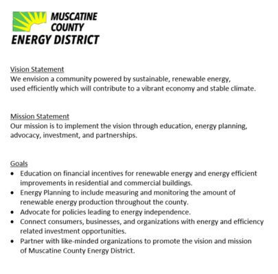 Muscatine County Energy District Is Organized