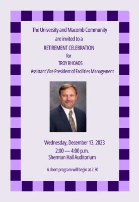 Western Illinois University Announces Retirement of Assistant Vice President for Facilities Management Troy Rhoads