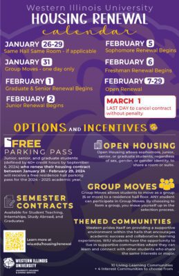 Western Illinois University '24-'25 Housing Renewal to Begin Jan. 26