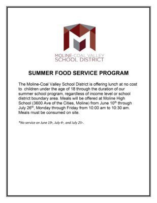Moline Schools Offering Free Lunches Over Summer For Kids
