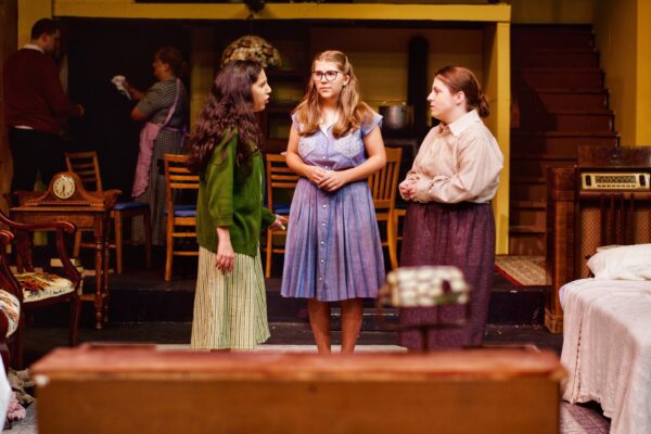 Emma Terronez, left, plays Anne, Kaitlyn Knepper is Margot, and Jonna Hicks-Bird plays their mother Edith Frank.