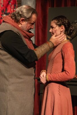 Jeremy Mahr as King Henry and Kassidy Holdridge as his mistress in "The Lion in Winter."