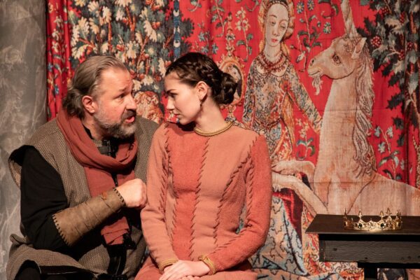 Jeremy Mahr as King Henry and Kassidy Holdridge as Alais in "The Lion in Winter."