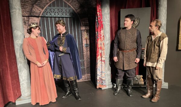 Kassidy Holdridge, left, Thayne Lamb, Tyler Henning, and Jacob Lund in "The Lion in Winter," directed by Noah Hill.
