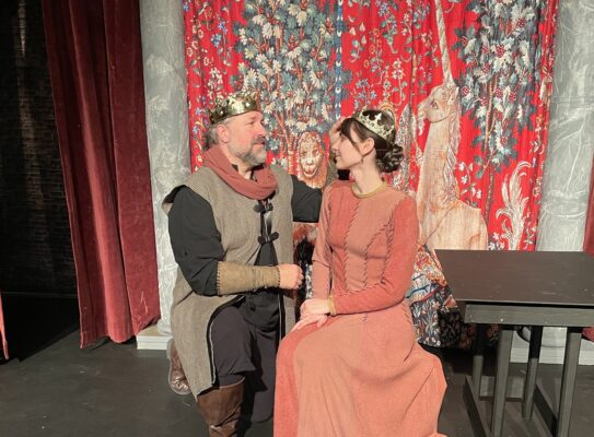 Jeremy Mahr as King Henry II of England, and Kassidy Holdridge as Alais in "The Lion in Winter," opening Friday, Nov. 21 at Black Box Theatre in Moline.