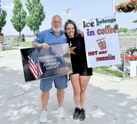 A scene from the "No Kings" rally at Schwiebert Park, Rock Island, on June 14, 2025.
