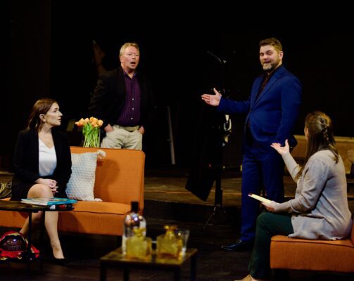 "God of Carnage," opening Friday, Feb. 27 at Playcrafters, features (L-R) Leslie Day, Mike Schulz, Tom Taylor and Stephanie Burrough.