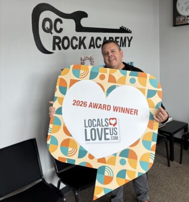 Greg Hipskind founded the QC Rock Academy (901 E. Kimberly Road, Davenport) in 2011, and last month celebrated being named the No. 1 place for music instruction in the Quad Cities by LocalsLoveUs.com, for the second straight year.
