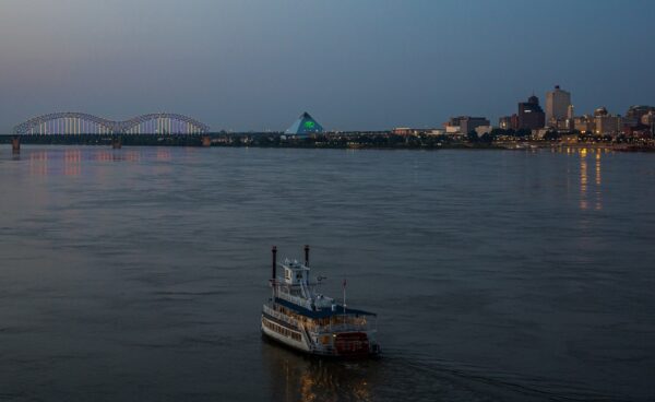 white boat on the mississippi river