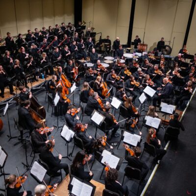 Conductor Mark Russell Smith leads the Quad City Symphony Orchestra.