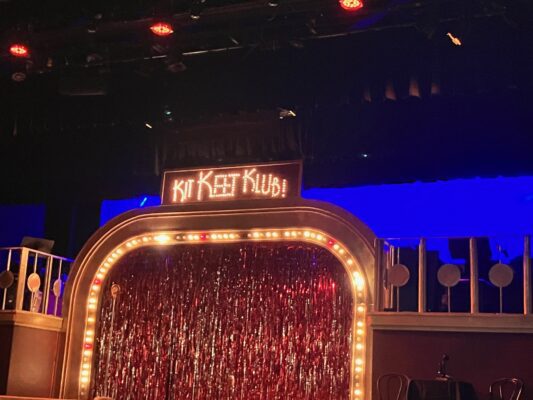 The Kit Kat Klub set for "Cabaret" was designed by director Luke Vermeire and Evan Gagliardo, with lighting design by Michael Turczynski.