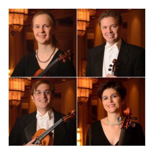 The QC Symphony quartet to perform Saturday, April 18 at the Figge lobby includes violinists Hillary Kingsley and Erik Rohde, violist Nick Munagian, and cellist Hannah Holman.