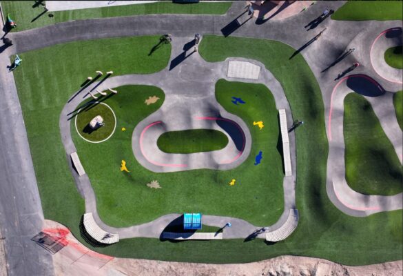 A rendering for a pump track and bike playground concept, not specifically the one for Bettendorf (Bettendorf Parks and Recreation).