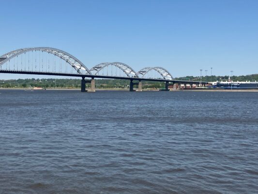A view of Centennial Bridge from Schwiebert Riverfront Park, Rock Island. (photo by Jonathan Turner)