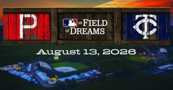 For the first time since 2022 (and third time overall), Major League Baseball will host a regular season game at the Field of Dreams site in Dyersville, Iowa, between the Twins and Phillies, Aug. 13, 2026. (credit: Major League Baseball)