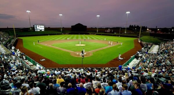 A view of the MLB stadium at the Field of Dreams site in Dyersville, Iowa (credit: Stadium Vagabond)