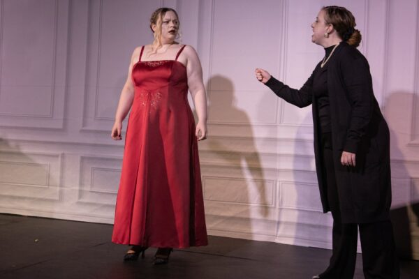 Shelley Cooper, right, works with QC soprano Madalynn Baez in "Master Class," directed by Ron May in a co-production with Opera Quad Cities.