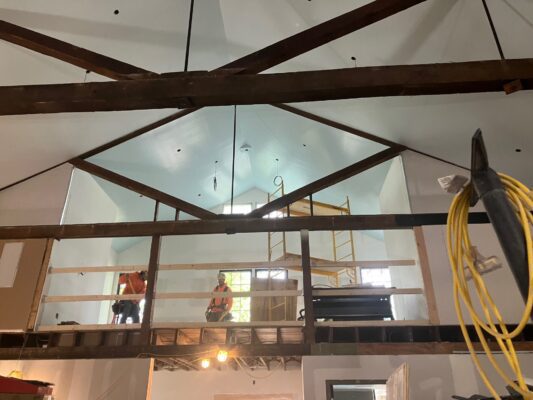 A view of the balcony from the ground floor (photo by Jonathan Turner).