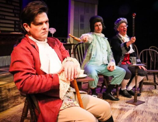 Matthew Call (left) as Adams, with Brent Behrens and Jake Walker in "1776."