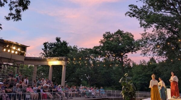 New hanging lights at "Love's Labour's Lost" stretch from the stage to the back stage lights.
