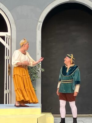 Patty Ulrich as Princess of France and Mischa Hooker as Boyet (photo by Jonathan Turner).