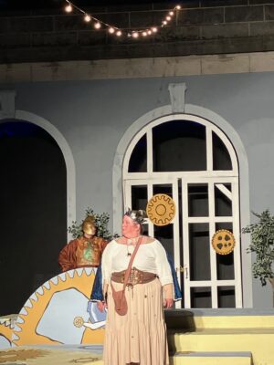 Pam Cantrell in "Love's Labour's Lost," an early Shakespeare comedy, performed in Lincoln Park, Rock Island (photo by Jonathan Turner).