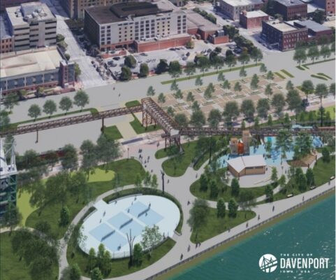 An aerial rendering of the $27-million Main Street Landing project, which is scheduled to be complete by the end of 2026.