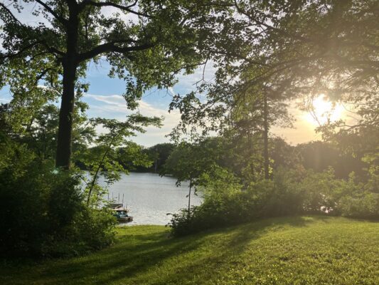 A view of Timber Lake across from the theater in the woods, May 30, 2026. (photo by Jonathan Turner)