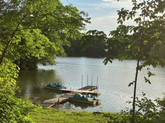 A view of Timber Lake across from the theater in the woods, May 30, 2026. (photo by Jonathan Turner)