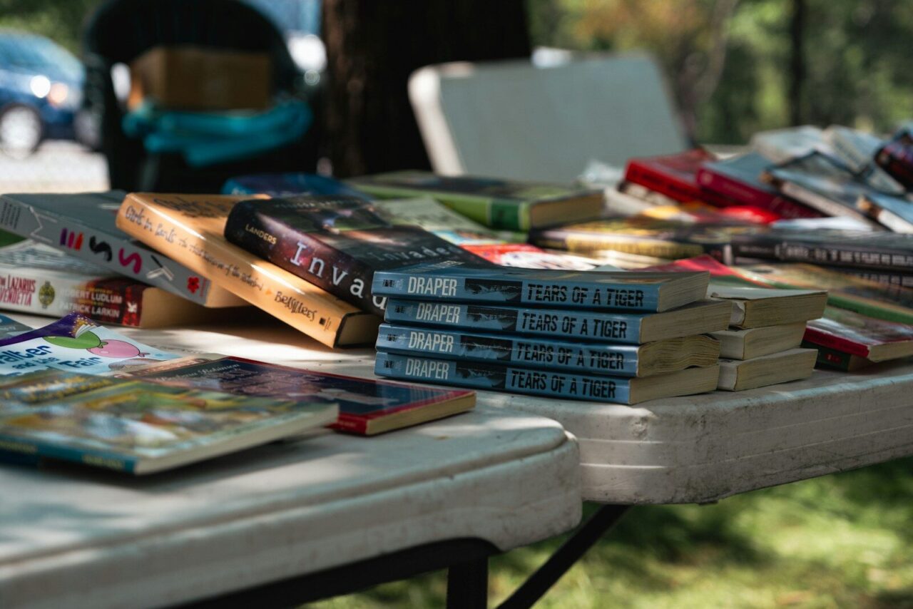 a bunch of books that are sitting on a table